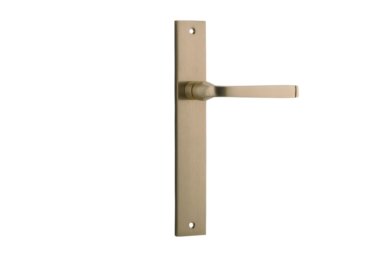 Iver Annecy Door Lever Handle on Rectangular Backplate Brushed Brass - Image 2