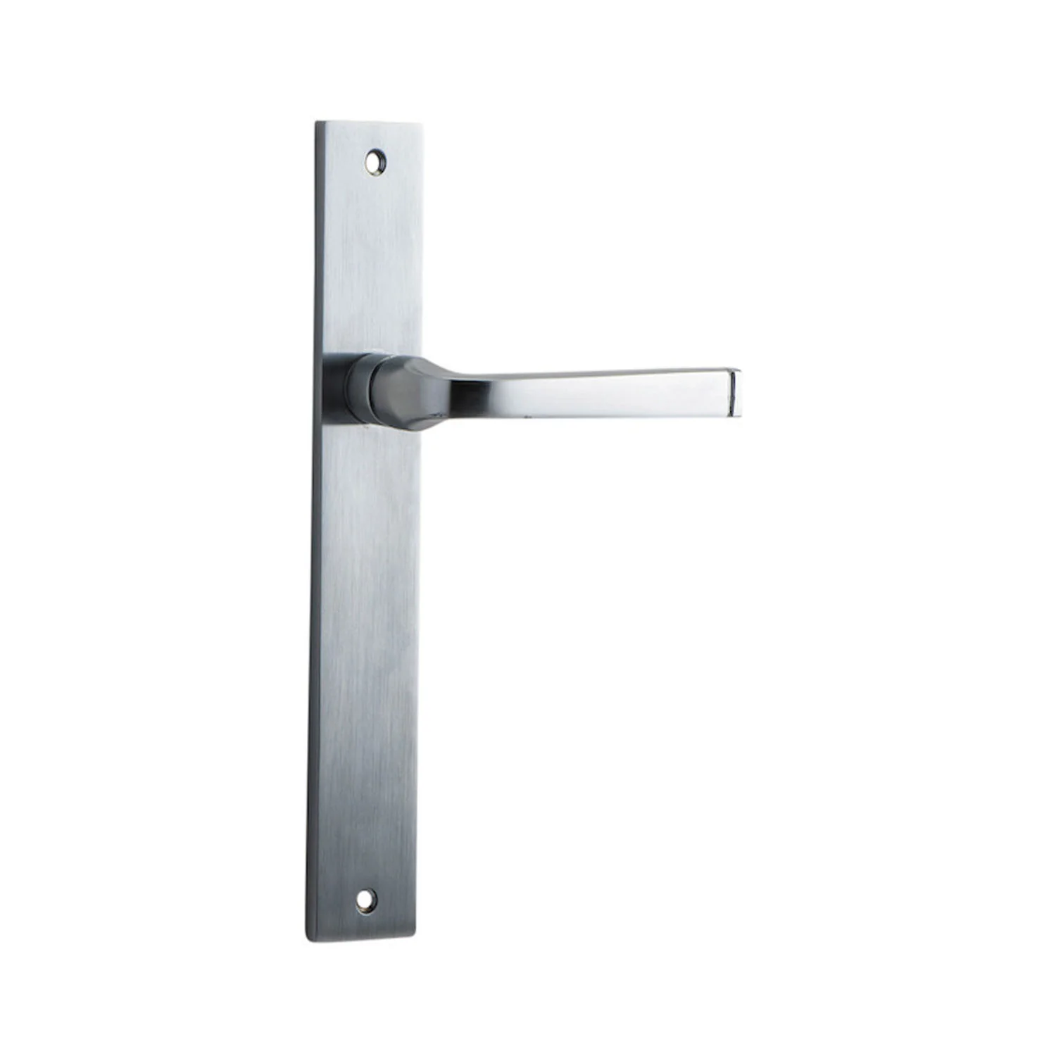 Iver Annecy Door Lever Handle on Rectangular Backplate Brushed Chrome - Image 2