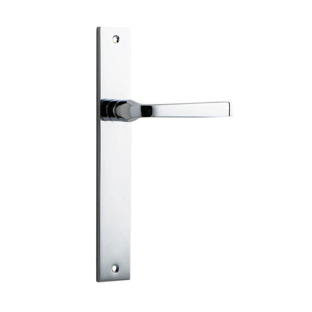 Iver Annecy Door Lever Handle on Rectangular Backplate Chrome Plated - Image 2