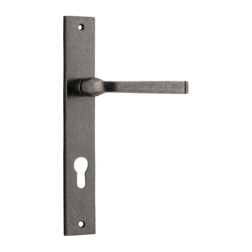 Iver Annecy Door Lever Handle on Rectangular Backplate Distressed Nickel - Image 3