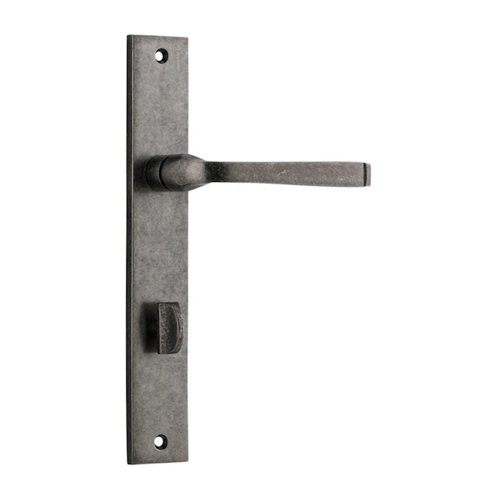 Iver Annecy Door Lever Handle on Rectangular Backplate Distressed Nickel - Image 4