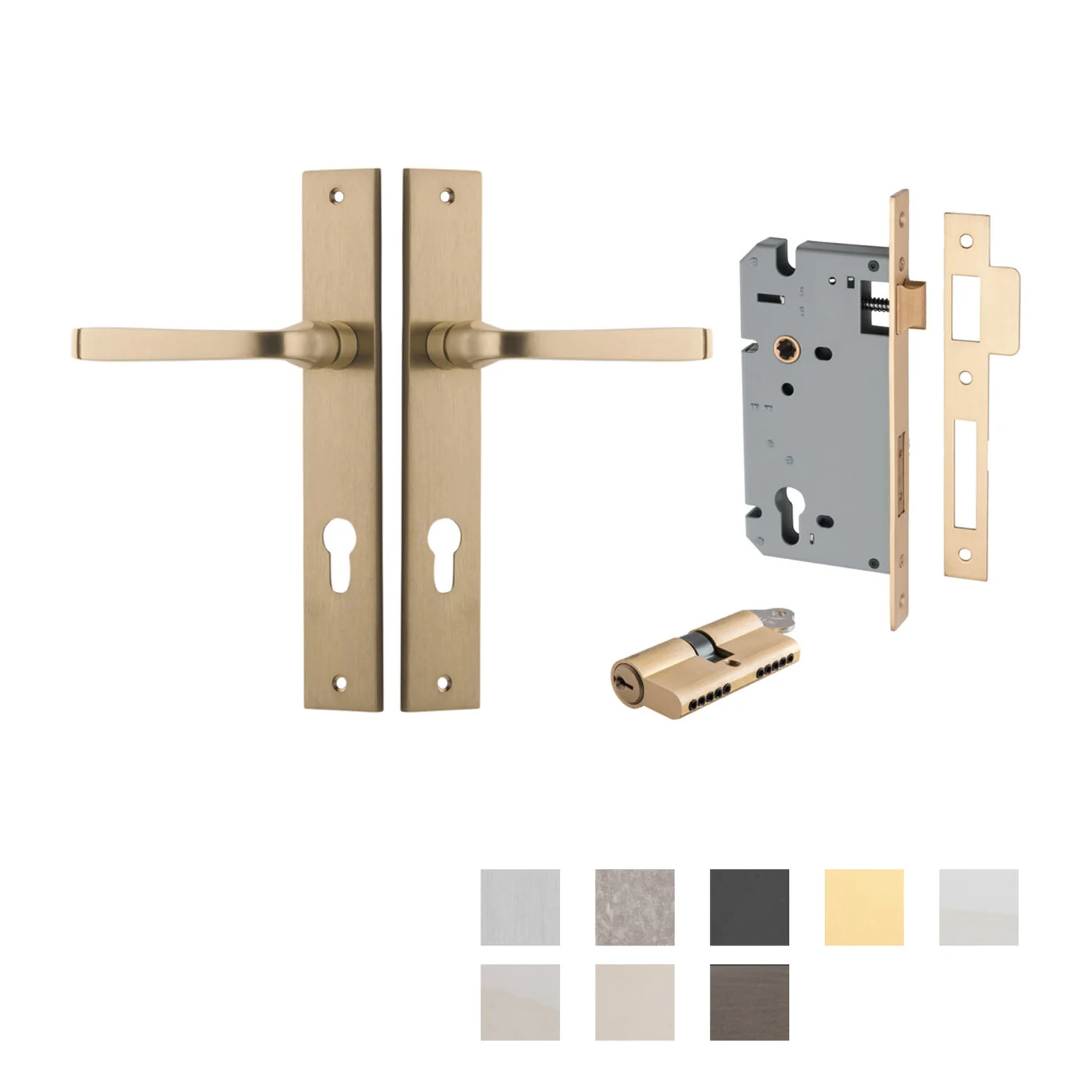 Iver Annecy Door Lever Handle on Rectangular Backplate Entrance Kit Key/Key