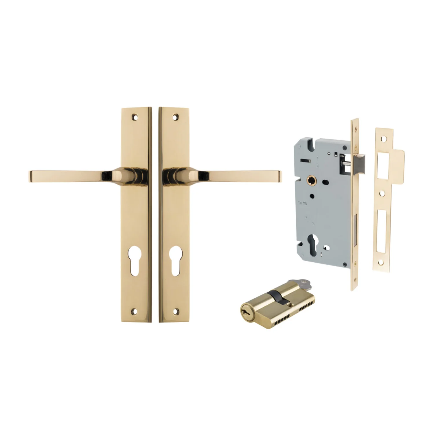 Iver Annecy Door Lever Handle on Rectangular Backplate Entrance Kit Key/Key - Image 10