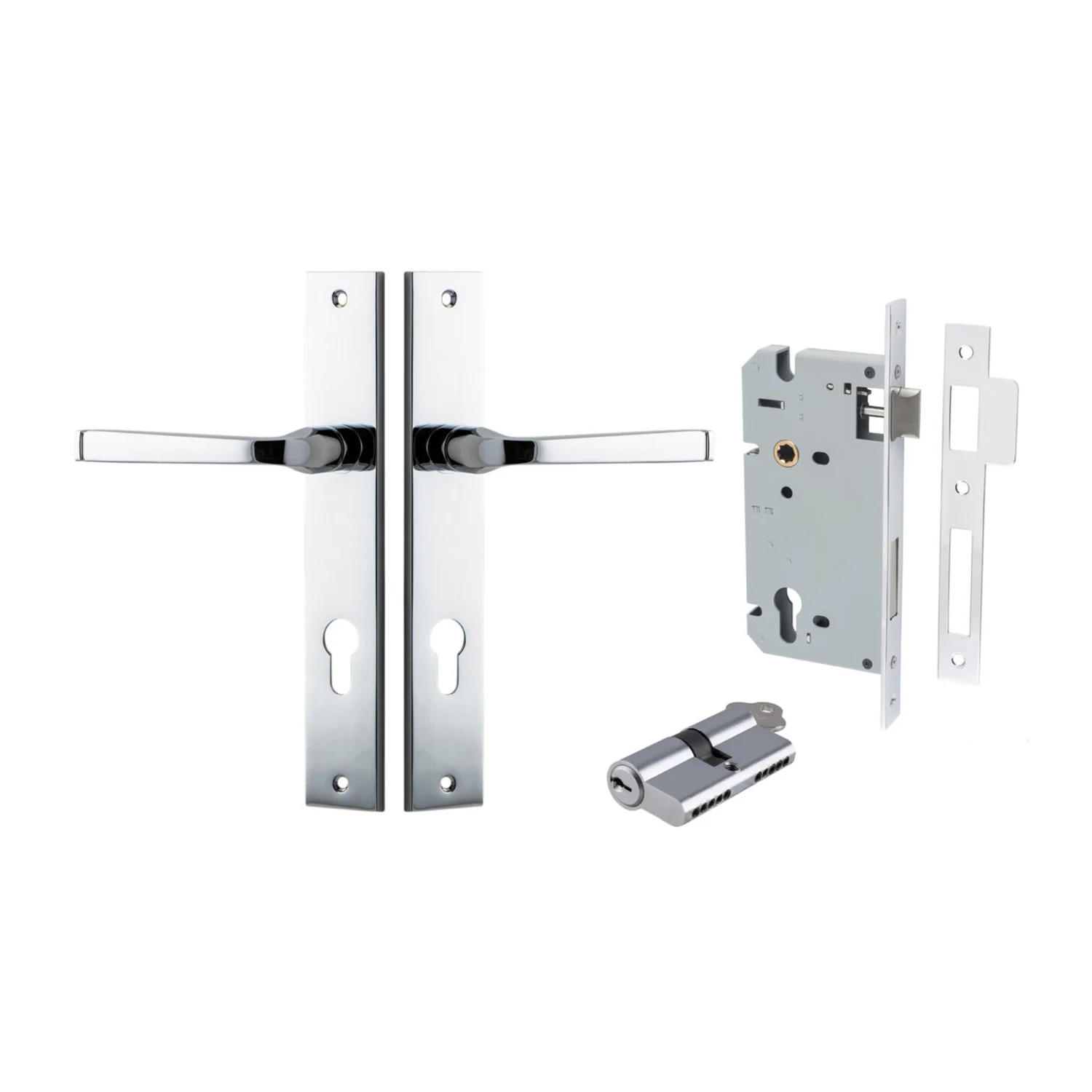 Iver Annecy Door Lever Handle on Rectangular Backplate Entrance Kit Key/Key - Image 11
