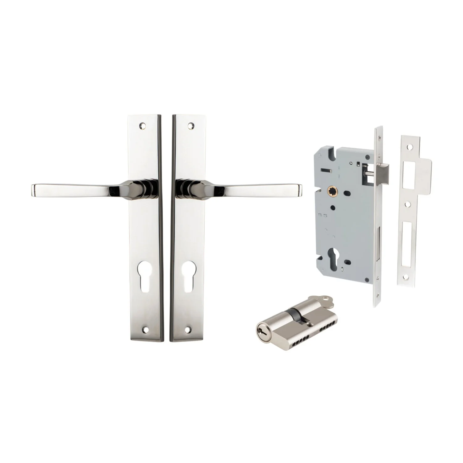Iver Annecy Door Lever Handle on Rectangular Backplate Entrance Kit Key/Key - Image 12
