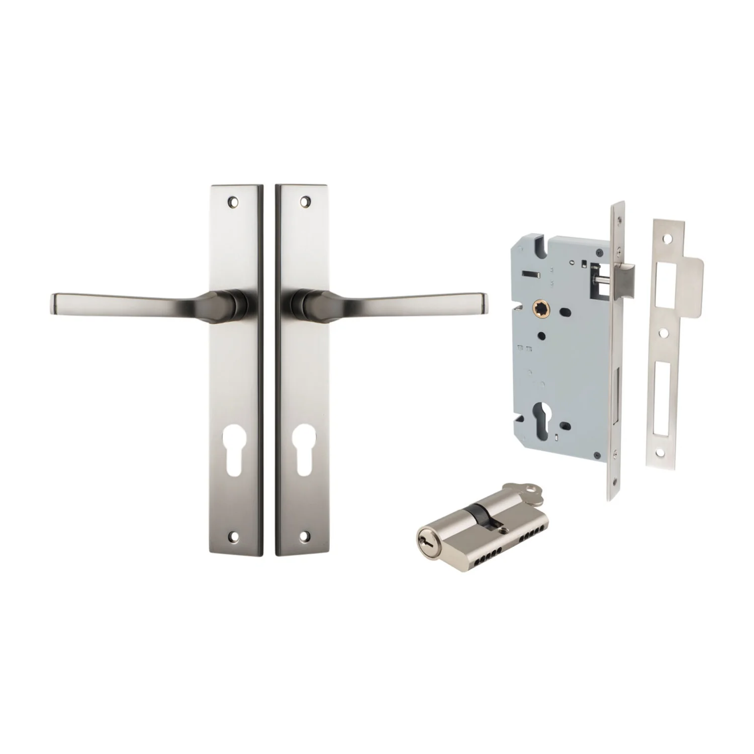 Iver Annecy Door Lever Handle on Rectangular Backplate Entrance Kit Key/Key - Image 13