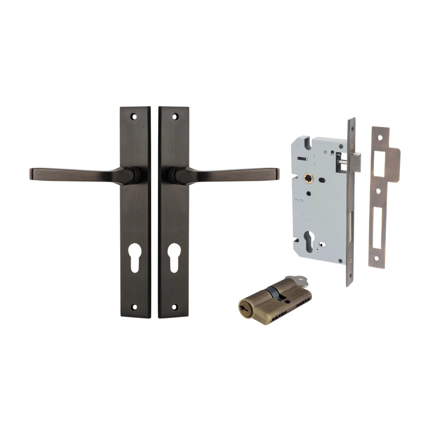 Iver Annecy Door Lever Handle on Rectangular Backplate Entrance Kit Key/Key - Image 14