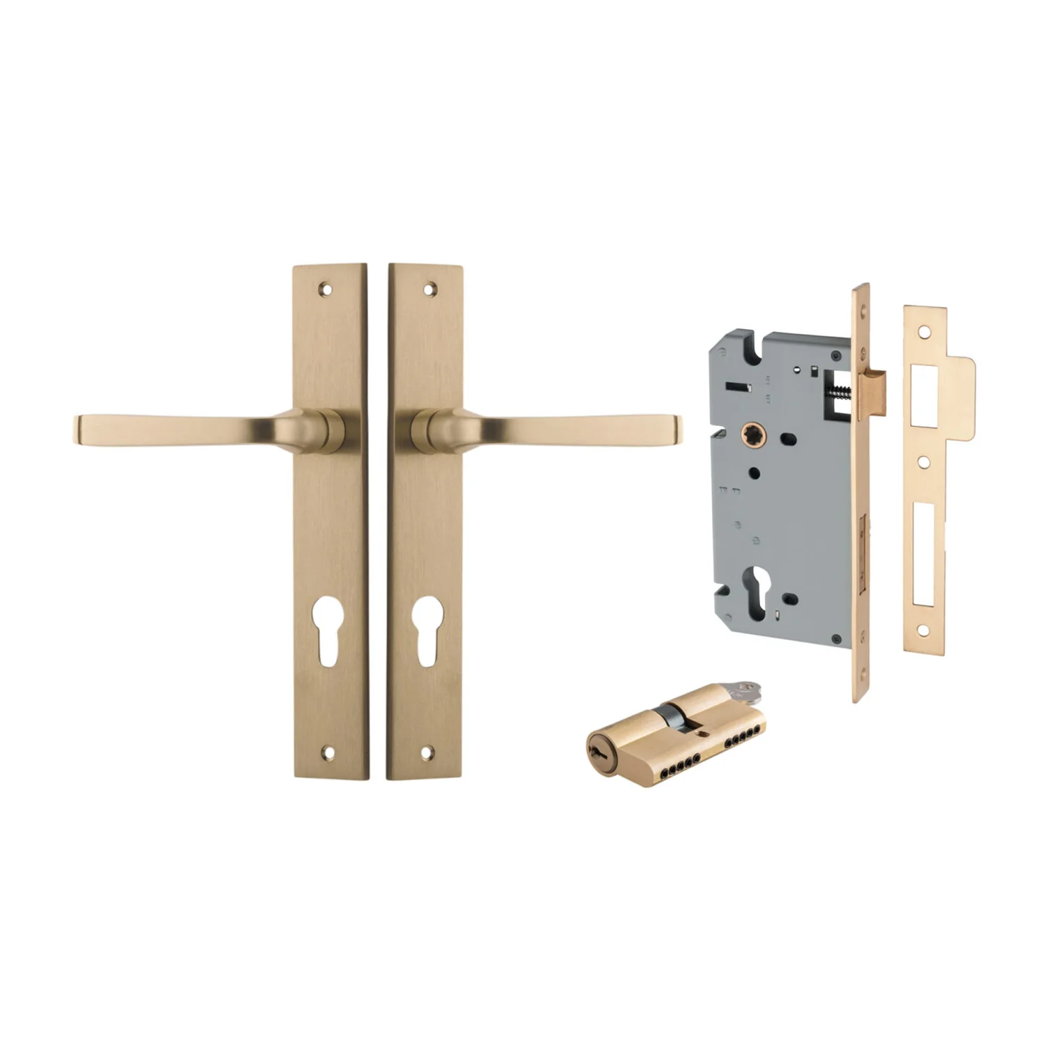 Iver Annecy Door Lever Handle on Rectangular Backplate Entrance Kit Key/Key - Image 6