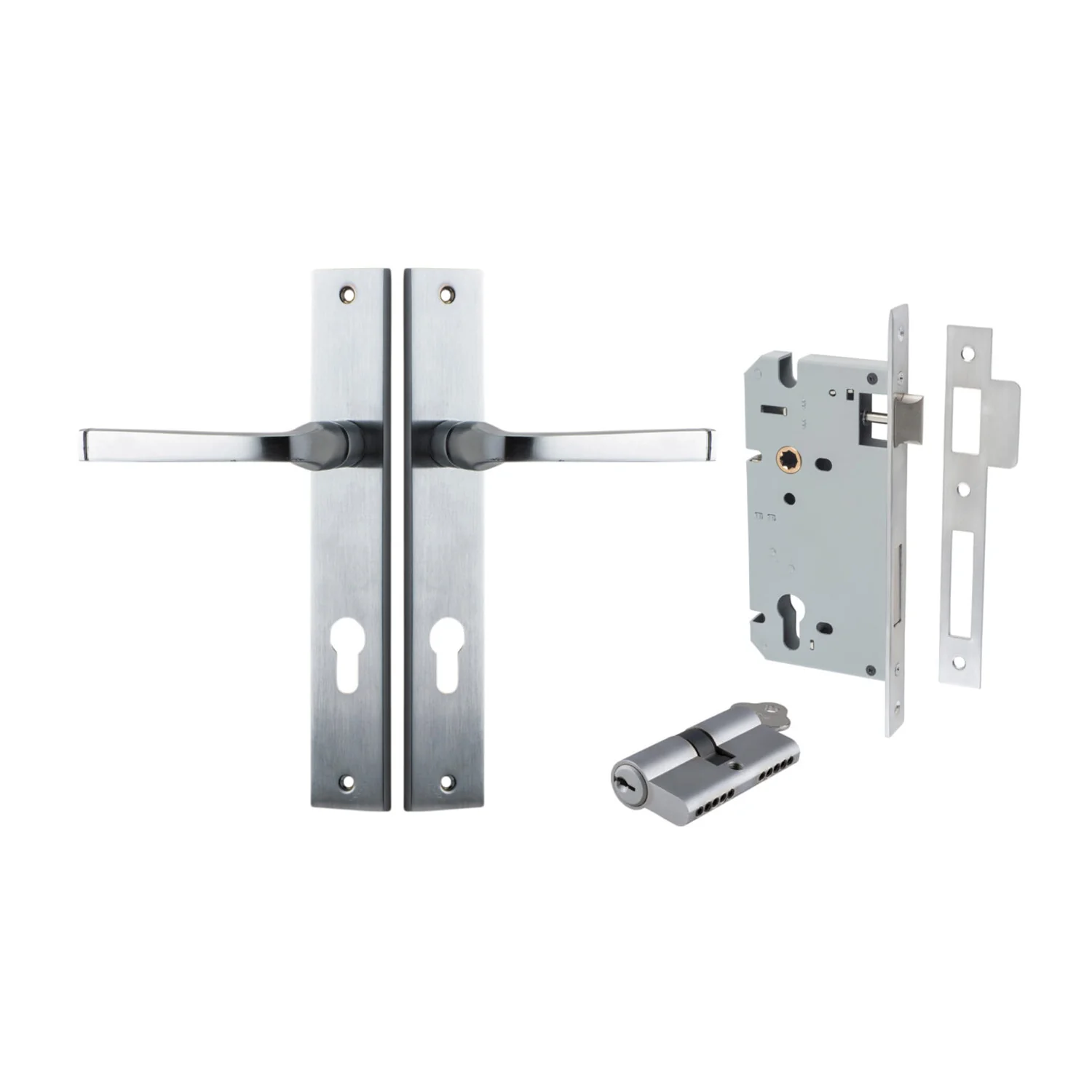 Iver Annecy Door Lever Handle on Rectangular Backplate Entrance Kit Key/Key - Image 7