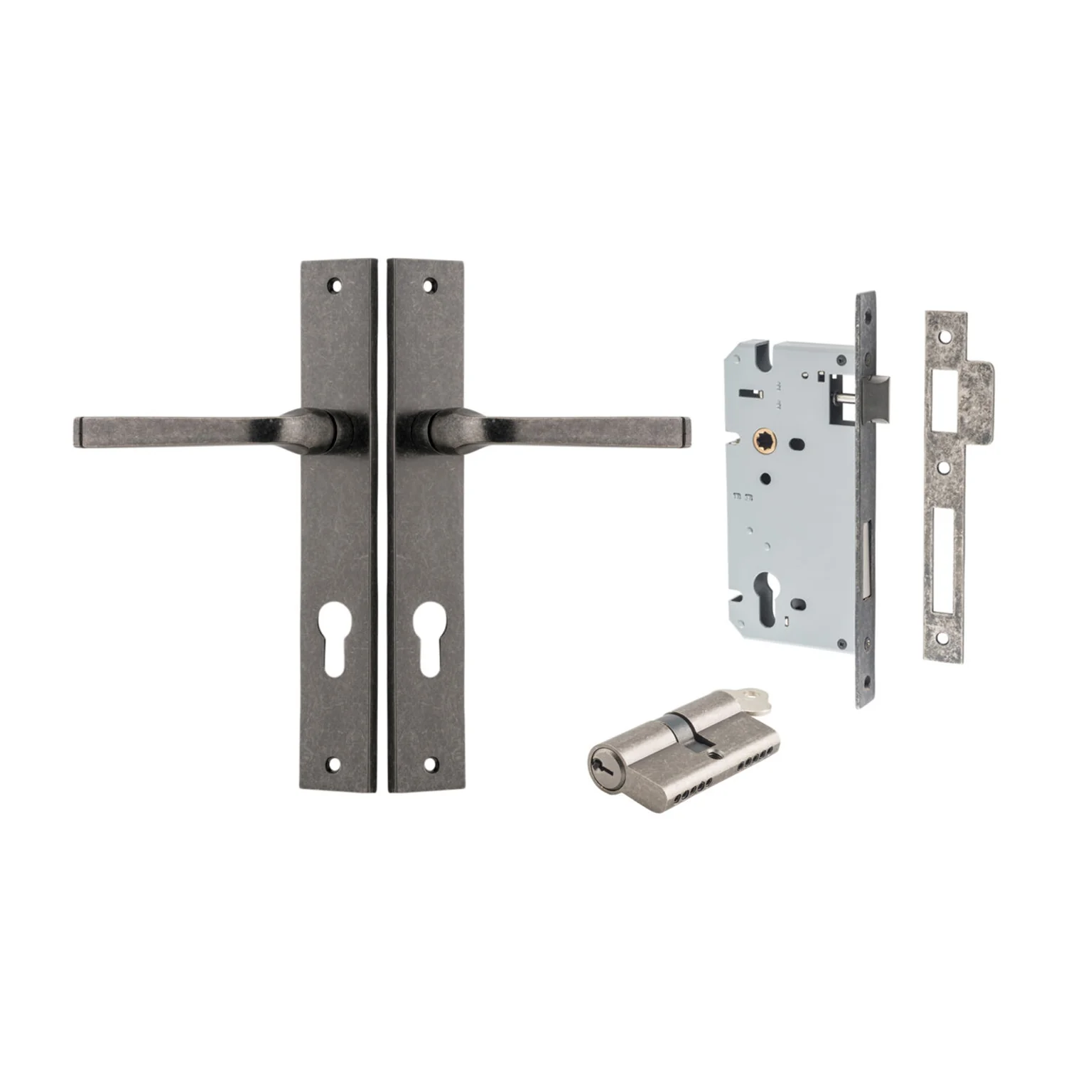 Iver Annecy Door Lever Handle on Rectangular Backplate Entrance Kit Key/Key - Image 8