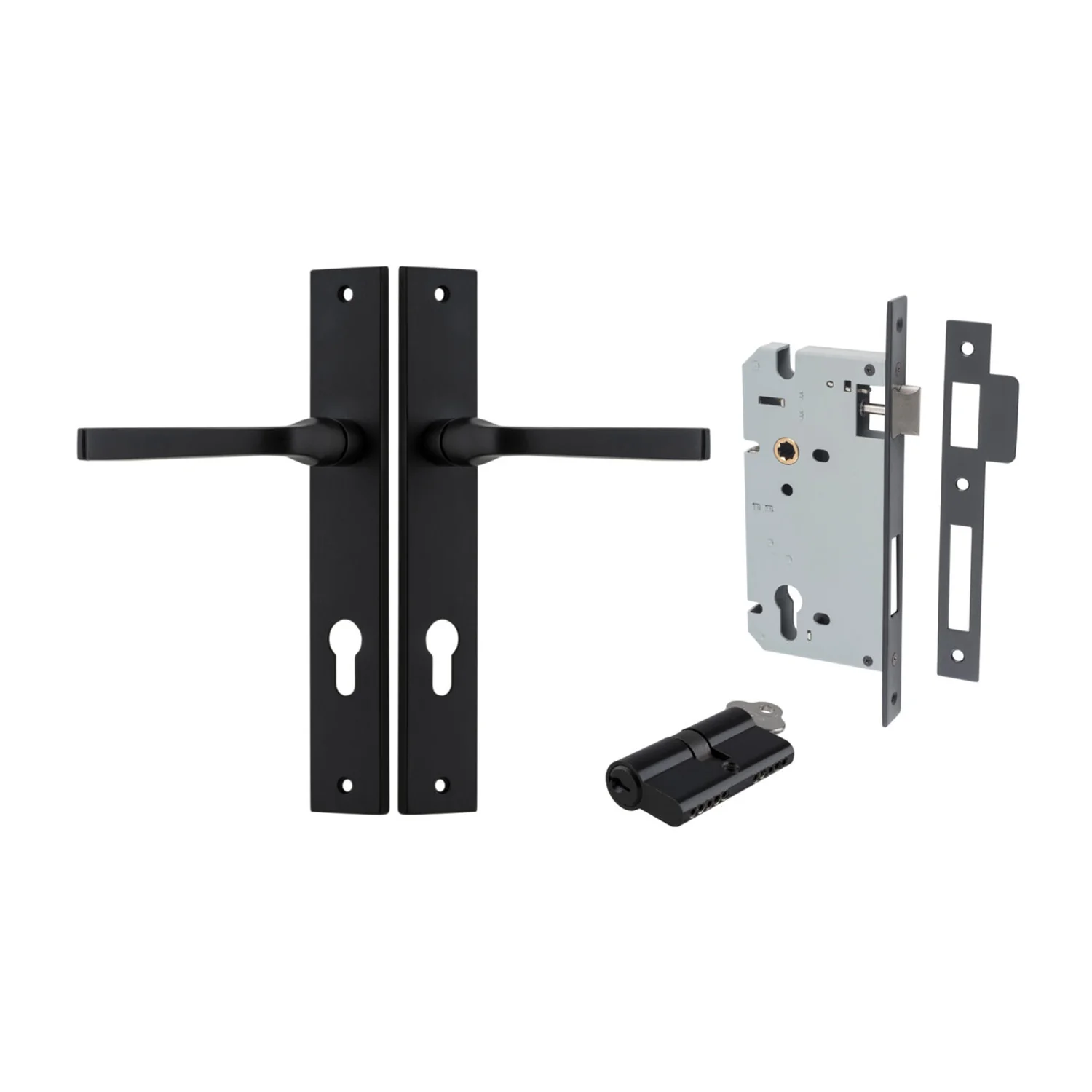 Iver Annecy Door Lever Handle on Rectangular Backplate Entrance Kit Key/Key - Image 9