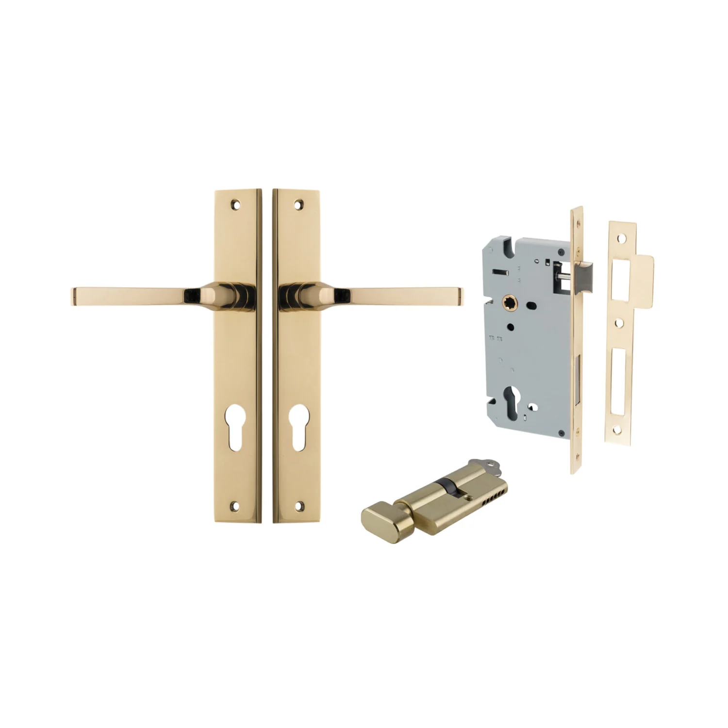 Iver Annecy Door Lever Handle on Rectangular Backplate Entrance Kit Key/Thumb - Image 10