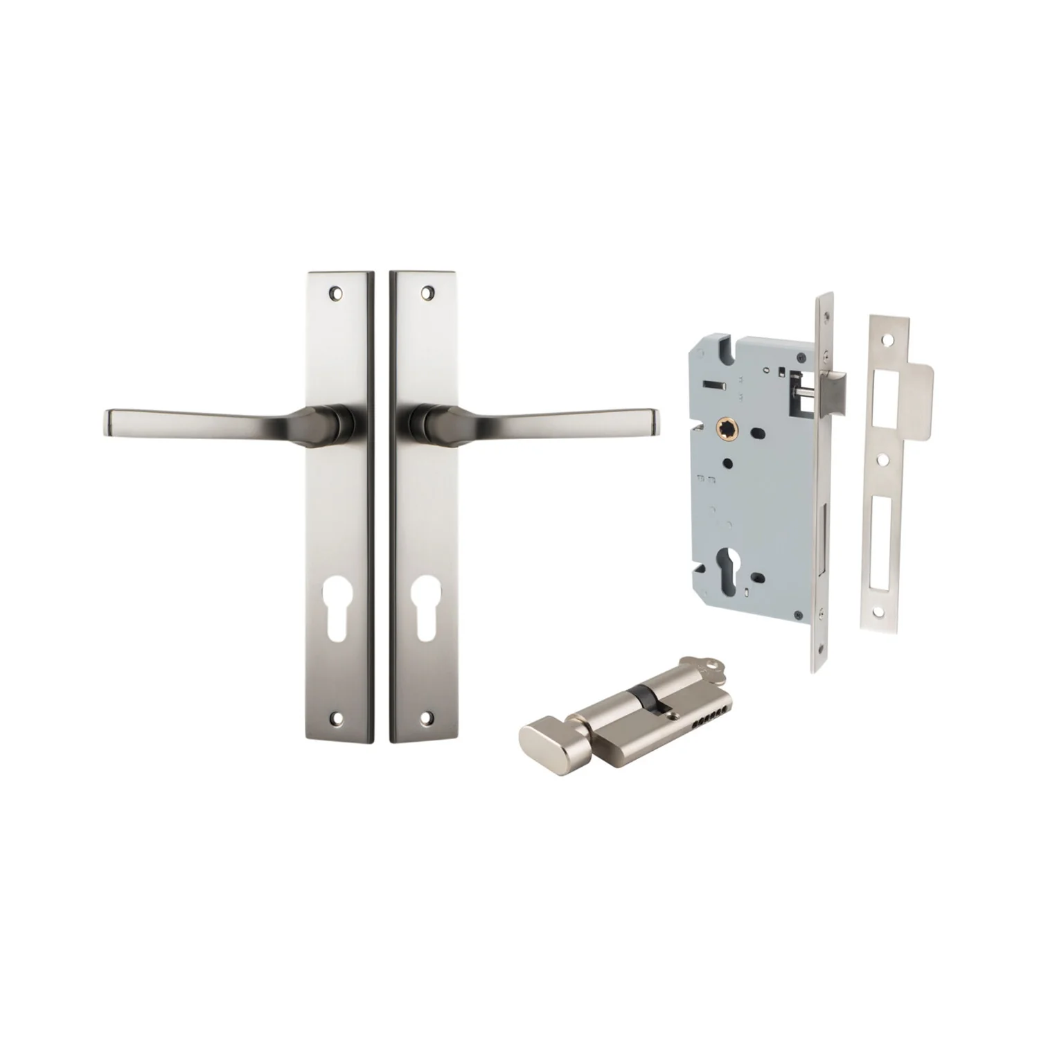 Iver Annecy Door Lever Handle on Rectangular Backplate Entrance Kit Key/Thumb - Image 13