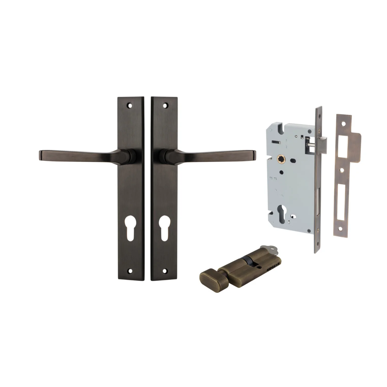 Iver Annecy Door Lever Handle on Rectangular Backplate Entrance Kit Key/Thumb - Image 14