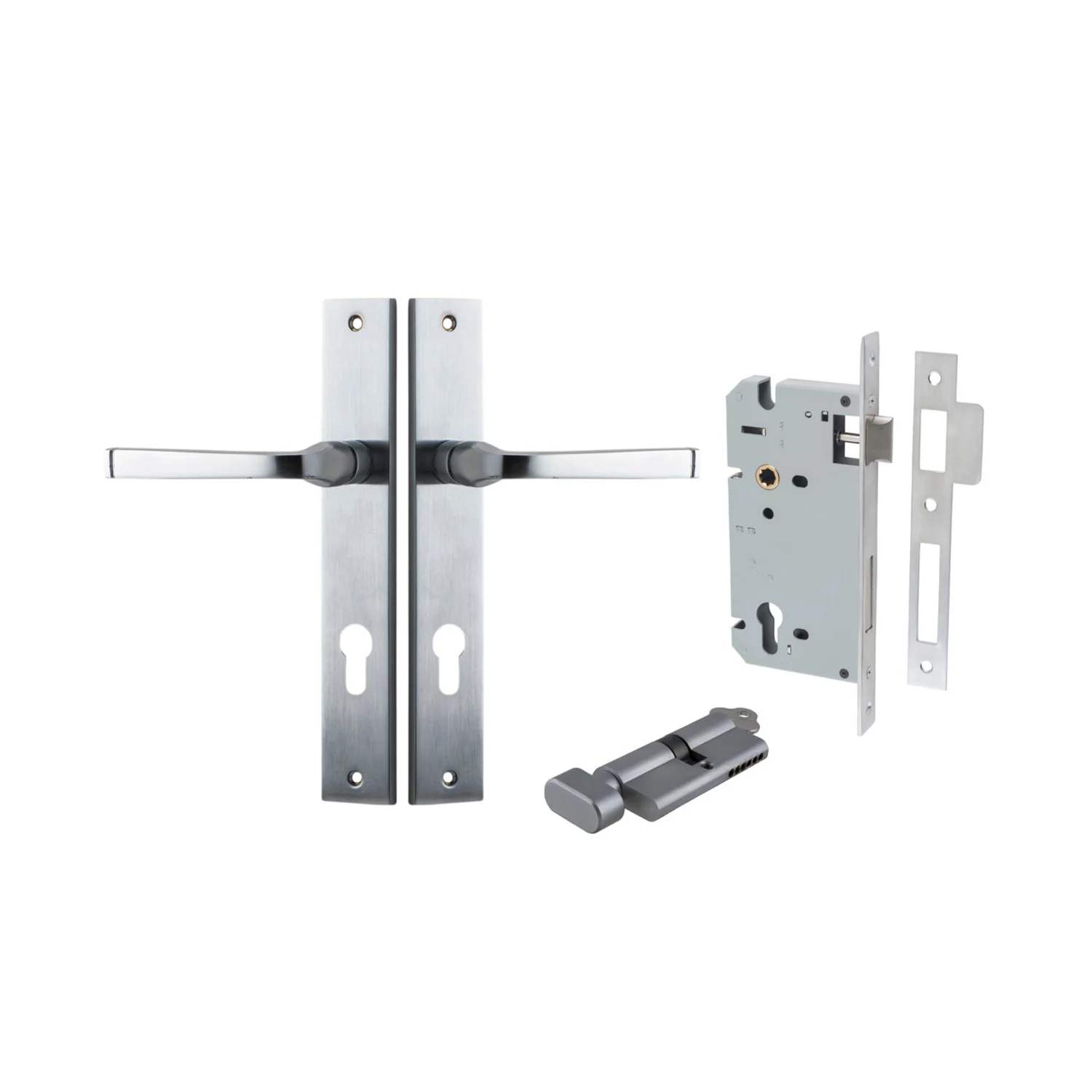 Iver Annecy Door Lever Handle on Rectangular Backplate Entrance Kit Key/Thumb - Image 7