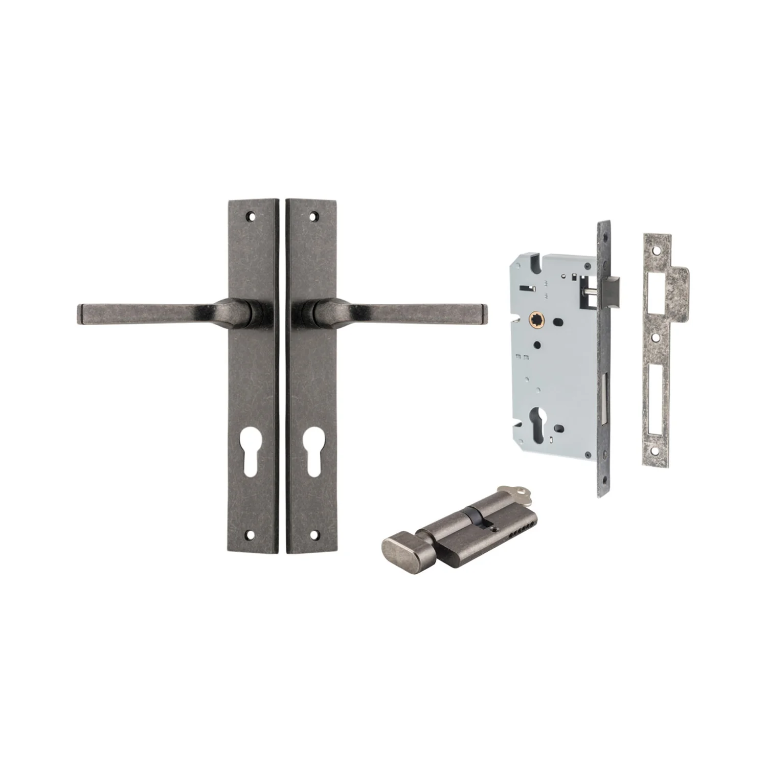 Iver Annecy Door Lever Handle on Rectangular Backplate Entrance Kit Key/Thumb - Image 8
