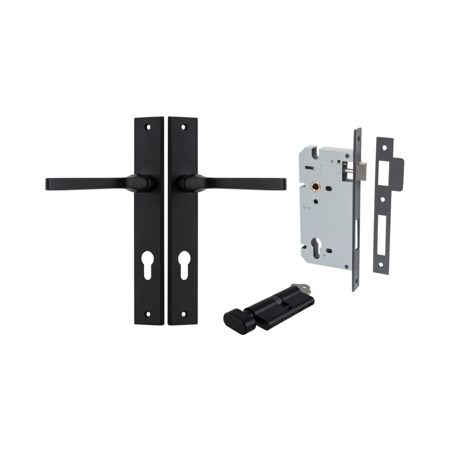 Iver Annecy Door Lever Handle on Rectangular Backplate Entrance Kit Key/Thumb - Image 9