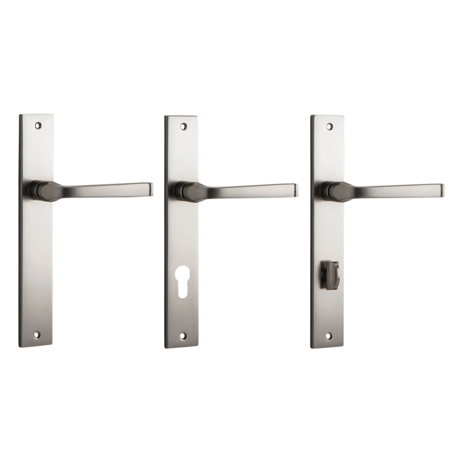 Iver Annecy Door Lever Handle on Rectangular Backplate Satin Nickel