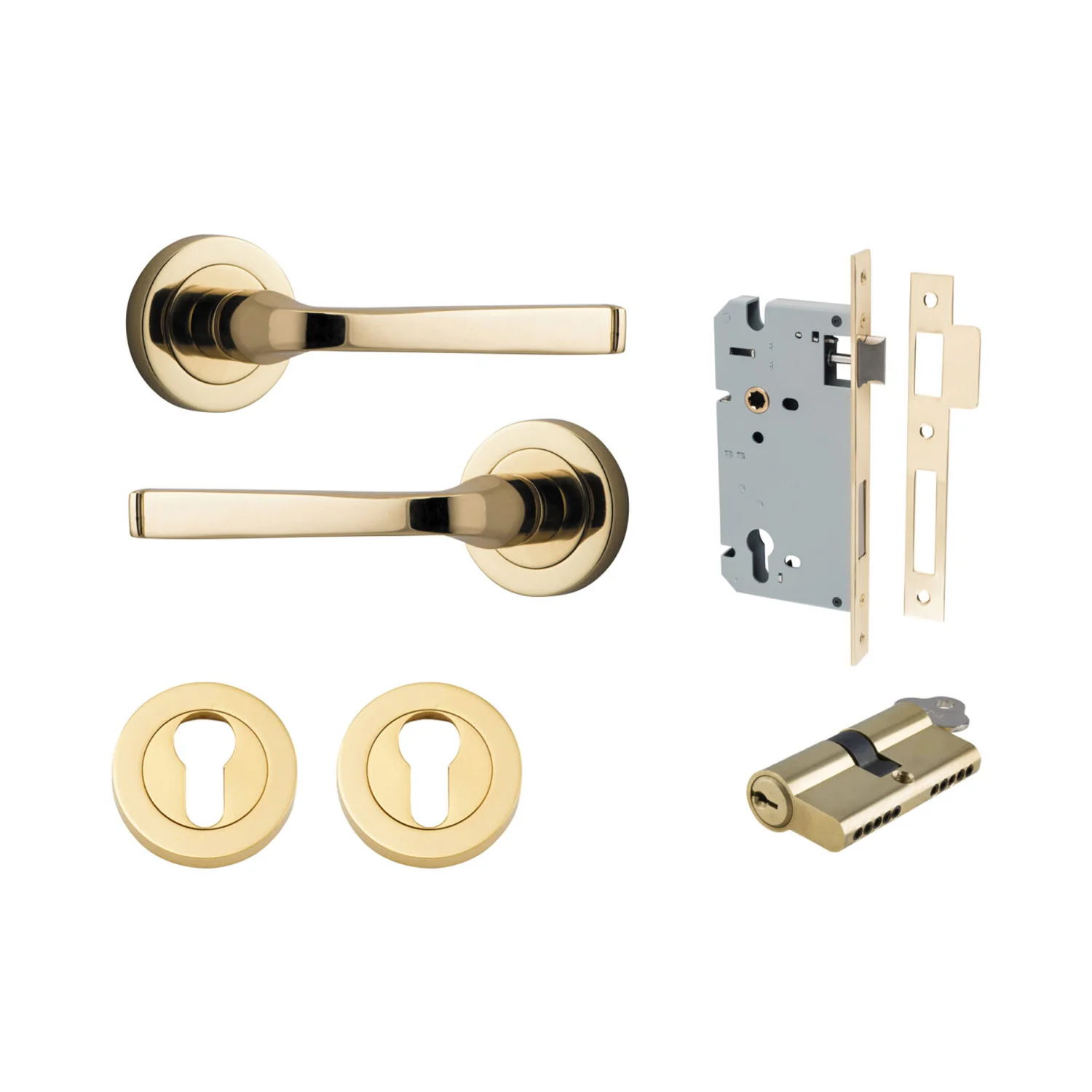 Iver Annecy Door Lever Handle on Round Rose Entrance Kit Key/Key - Available in Various Finishes - Image 11