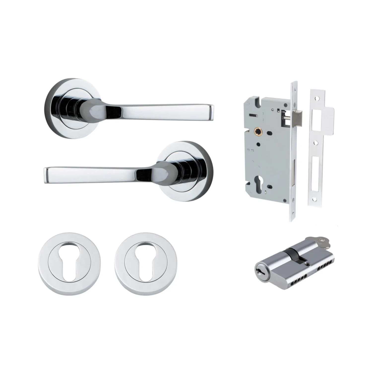 Iver Annecy Door Lever Handle on Round Rose Entrance Kit Key/Key - Available in Various Finishes - Image 12