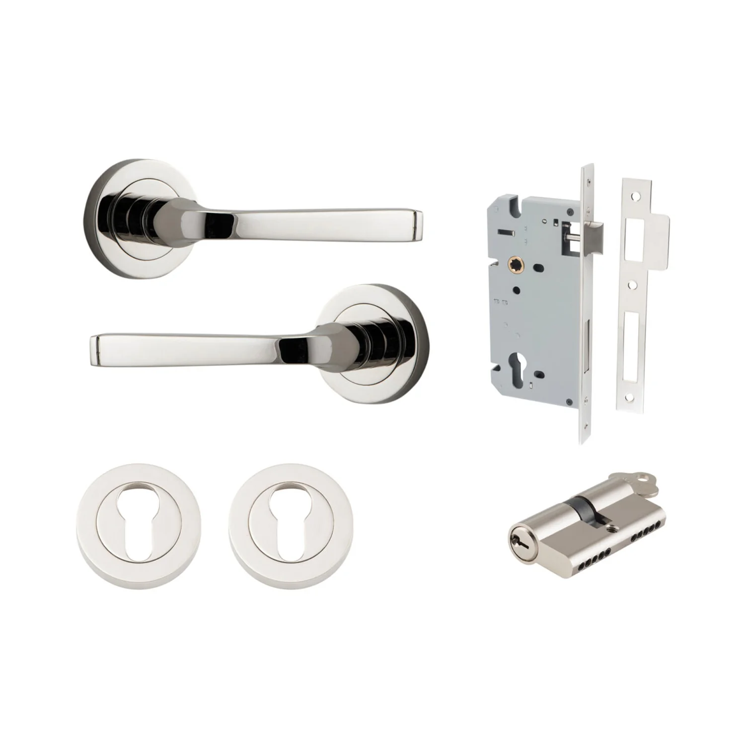 Iver Annecy Door Lever Handle on Round Rose Entrance Kit Key/Key - Available in Various Finishes - Image 13