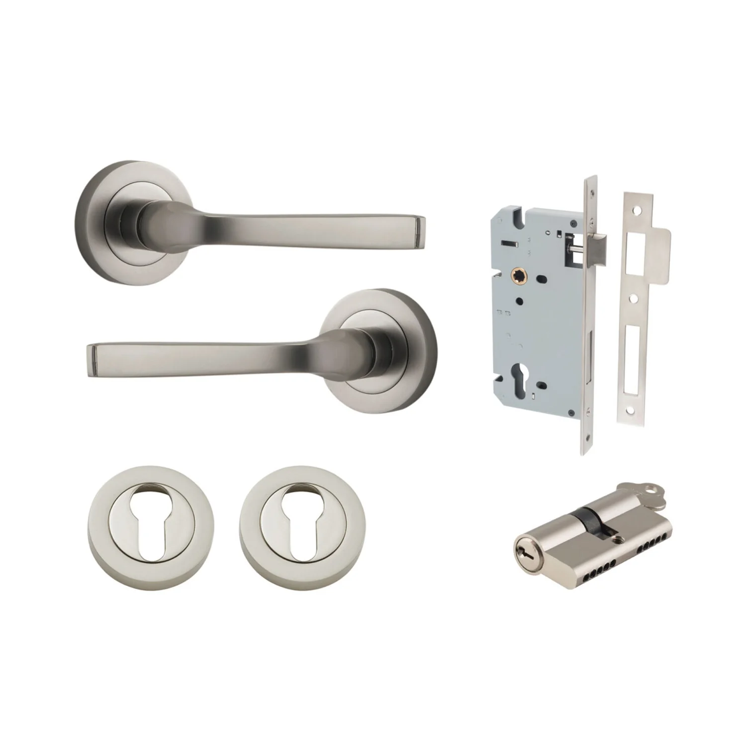 Iver Annecy Door Lever Handle on Round Rose Entrance Kit Key/Key - Available in Various Finishes - Image 14