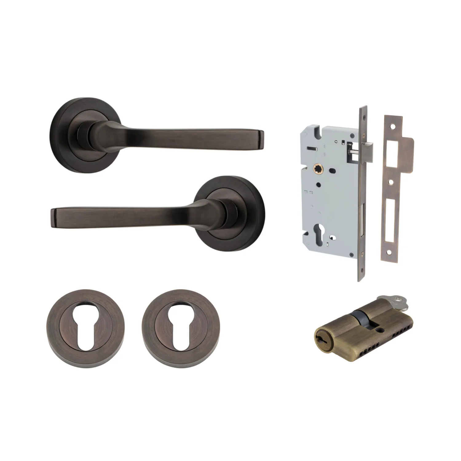 Iver Annecy Door Lever Handle on Round Rose Entrance Kit Key/Key - Available in Various Finishes - Image 15