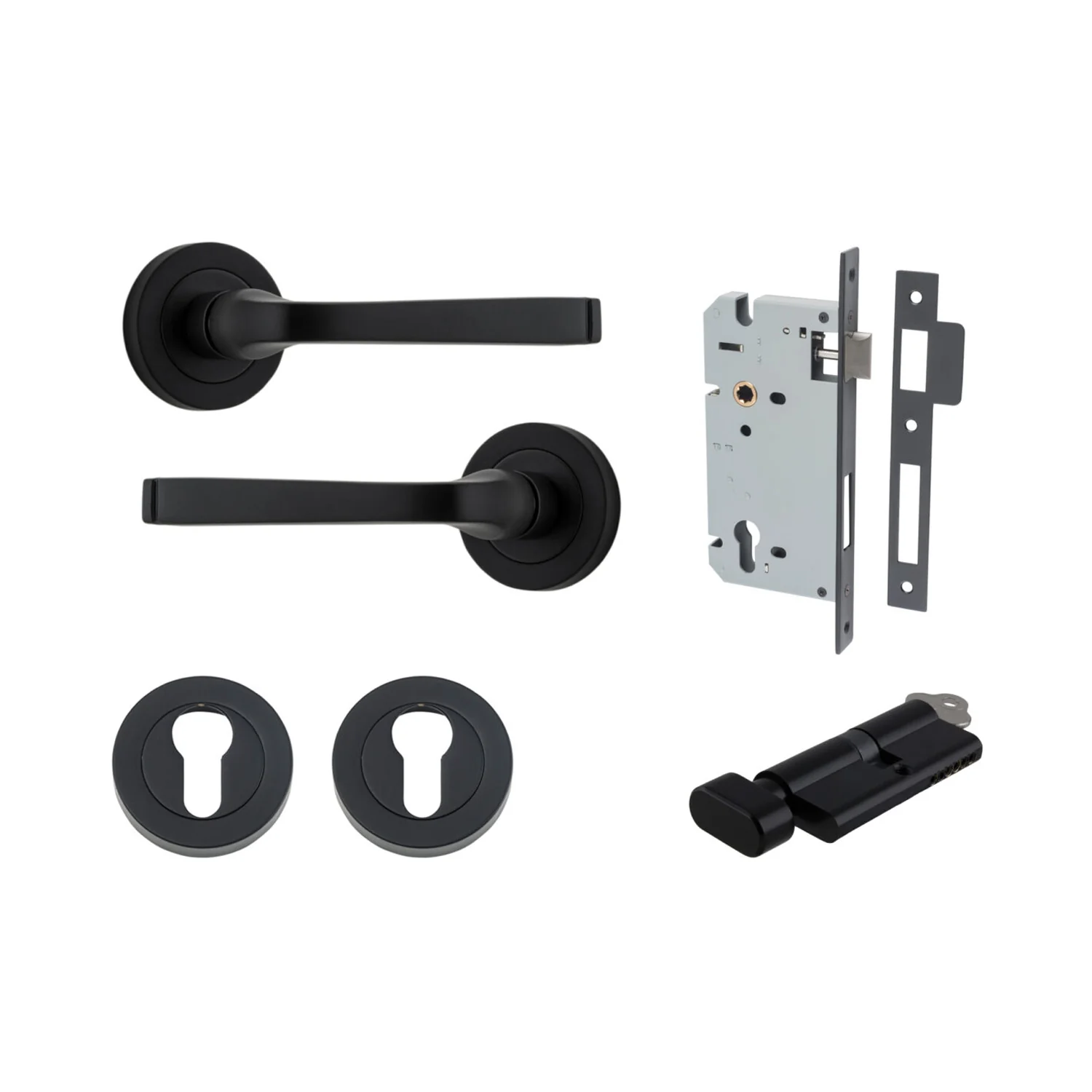 Iver Annecy Door Lever Handle on Round Rose Entrance Kit Key/Thumb - Available in Various Finishes - Image 10