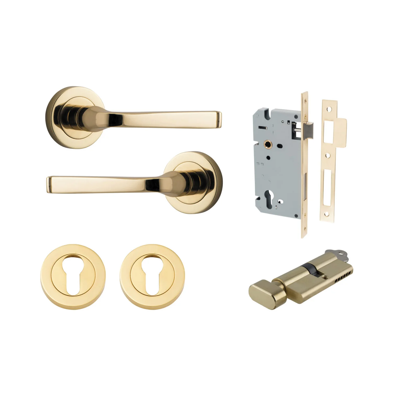 Iver Annecy Door Lever Handle on Round Rose Entrance Kit Key/Thumb - Available in Various Finishes - Image 11