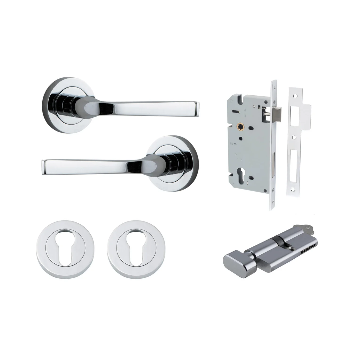 Iver Annecy Door Lever Handle on Round Rose Entrance Kit Key/Thumb - Available in Various Finishes - Image 12