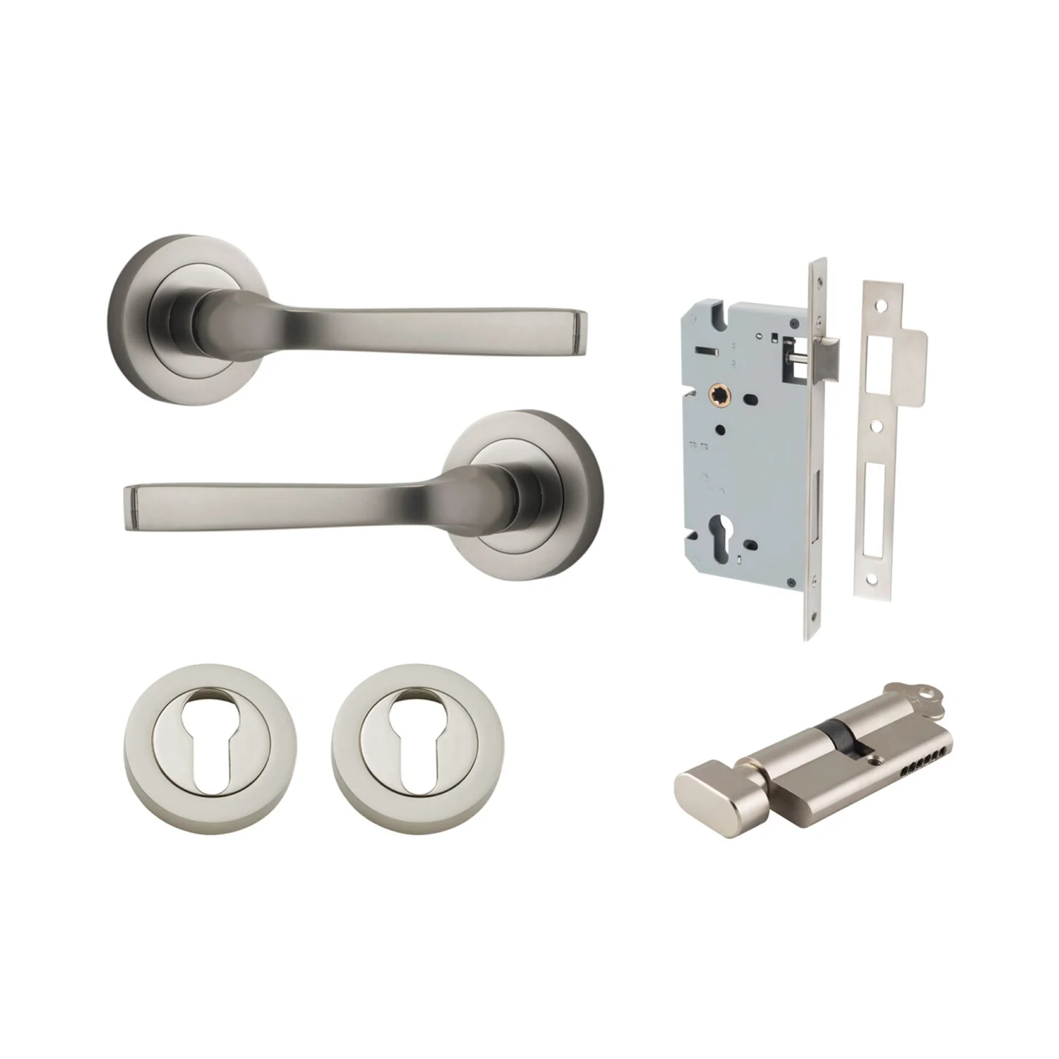 Iver Annecy Door Lever Handle on Round Rose Entrance Kit Key/Thumb - Available in Various Finishes - Image 14