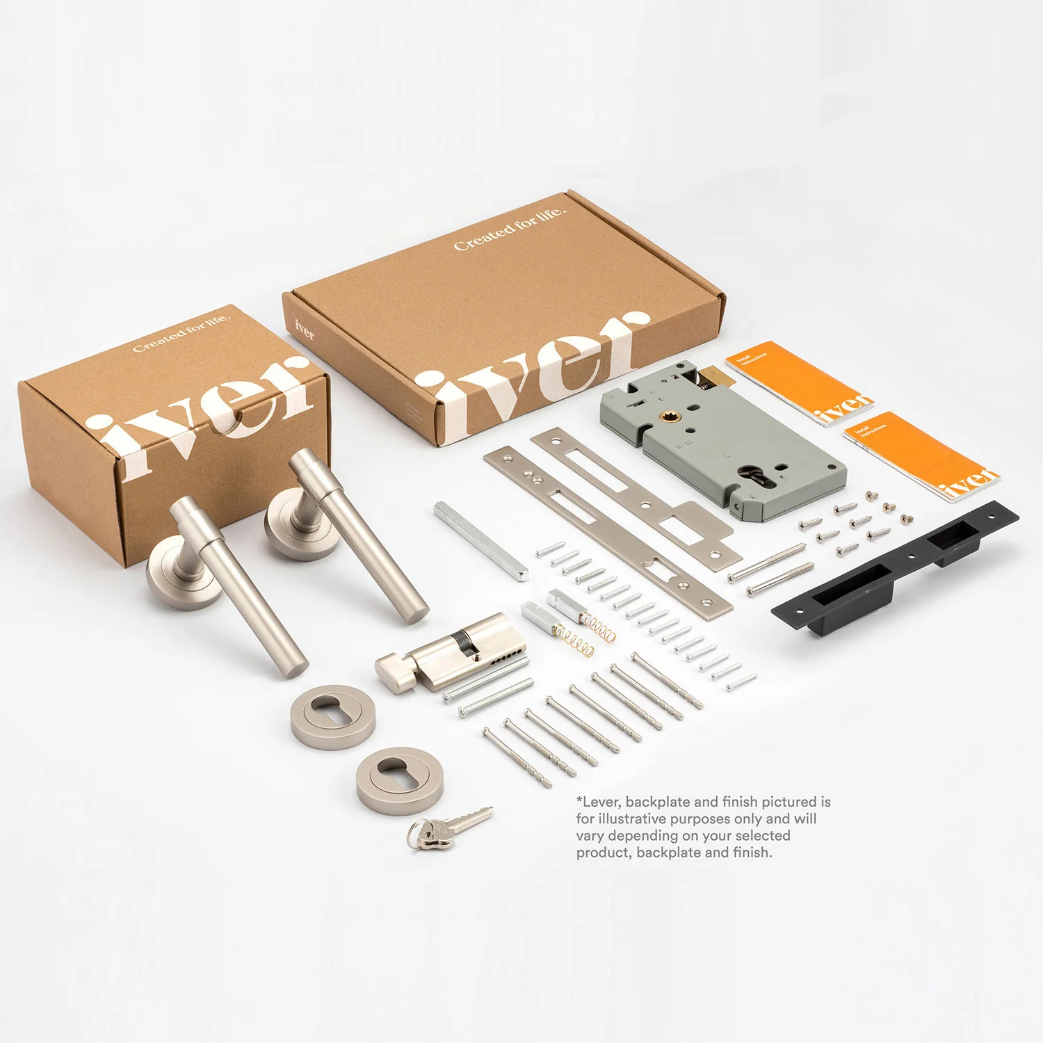 Iver Annecy Door Lever Handle on Round Rose Entrance Kit Key/Thumb - Available in Various Finishes - Image 2