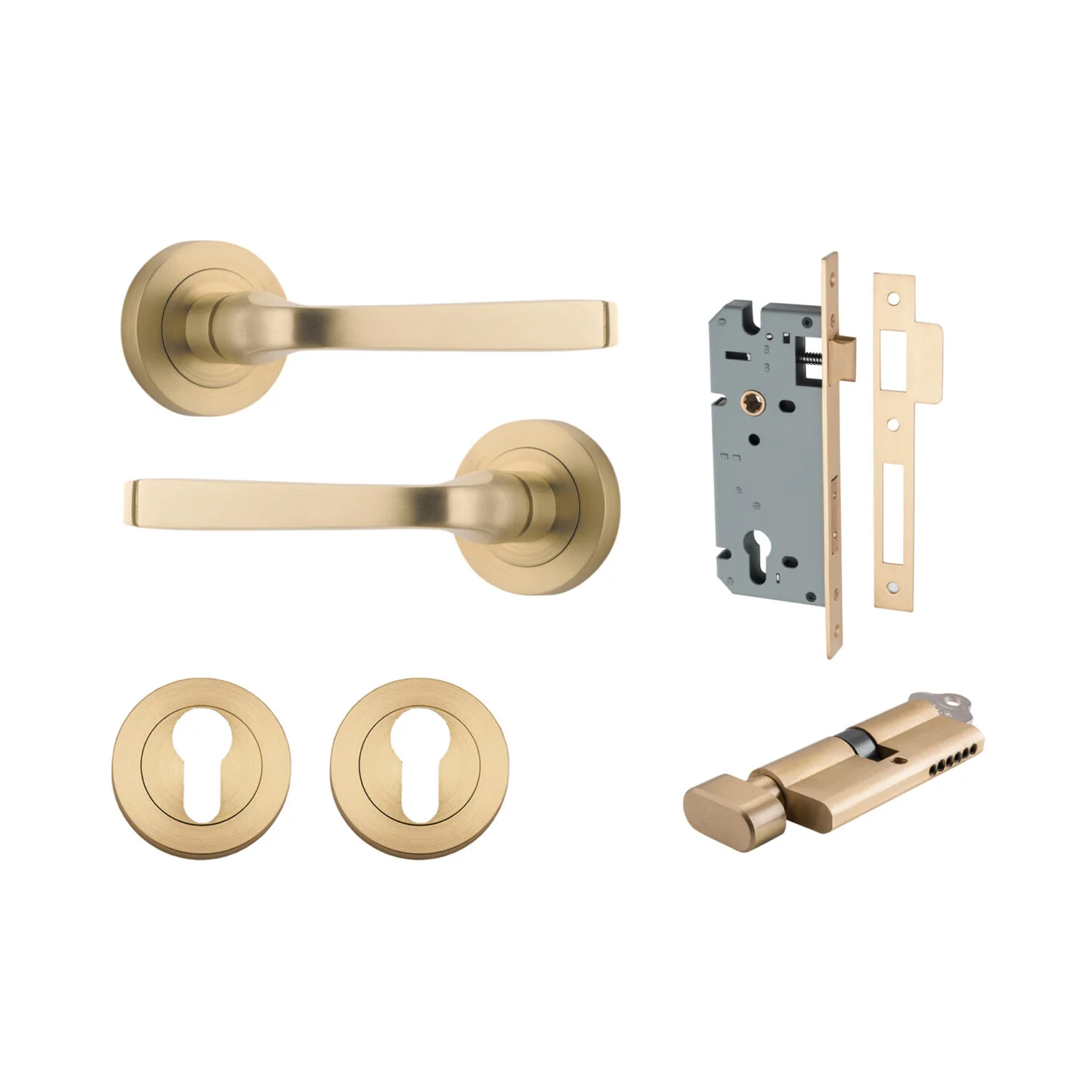 Iver Annecy Door Lever Handle on Round Rose Entrance Kit Key/Thumb - Available in Various Finishes - Image 7