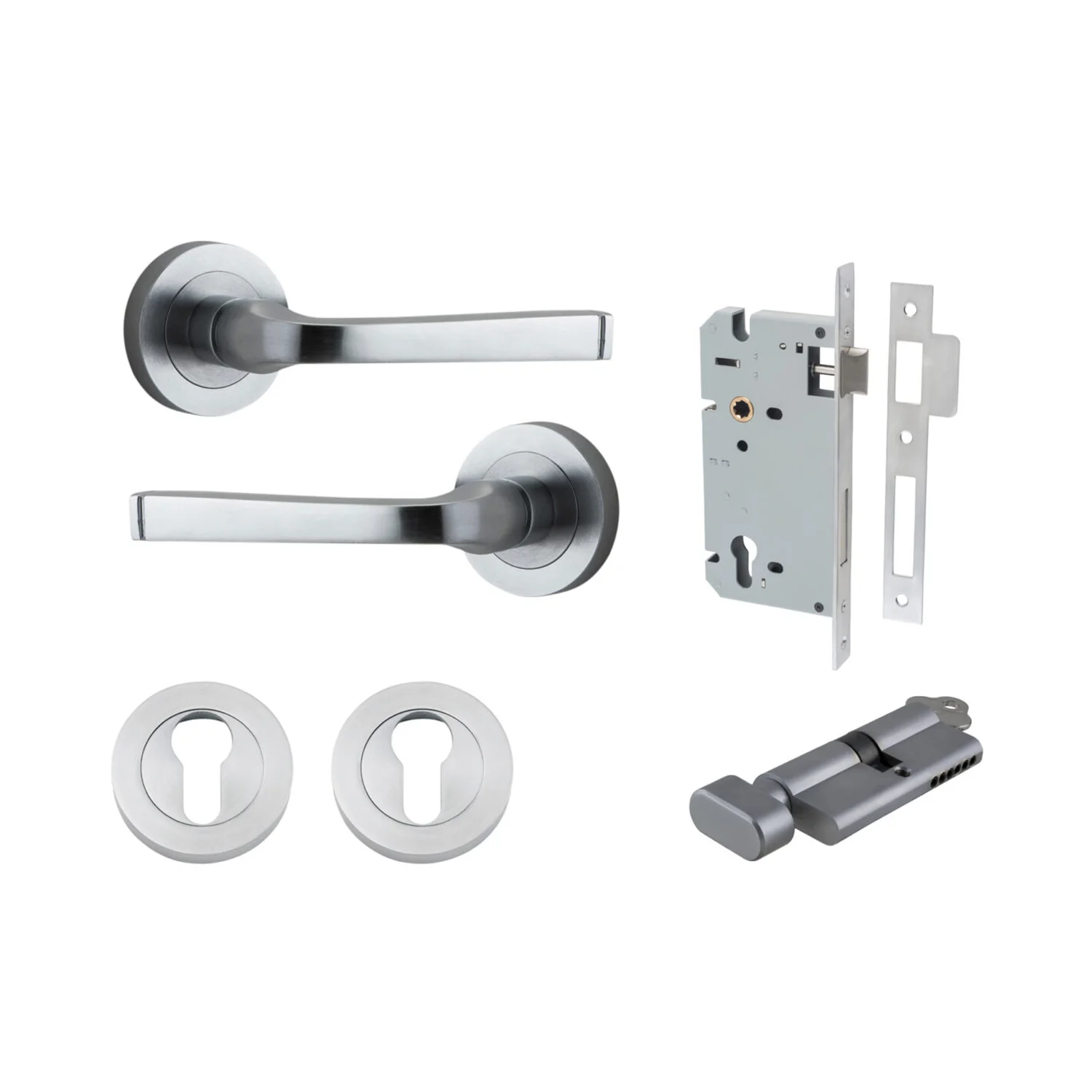Iver Annecy Door Lever Handle on Round Rose Entrance Kit Key/Thumb - Available in Various Finishes - Image 8