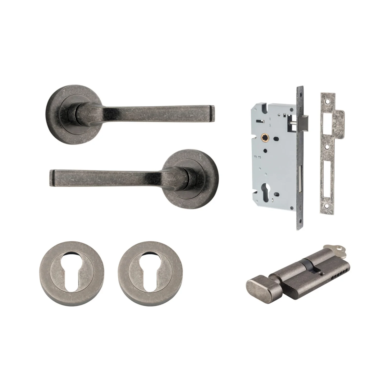 Iver Annecy Door Lever Handle on Round Rose Entrance Kit Key/Thumb - Available in Various Finishes - Image 9