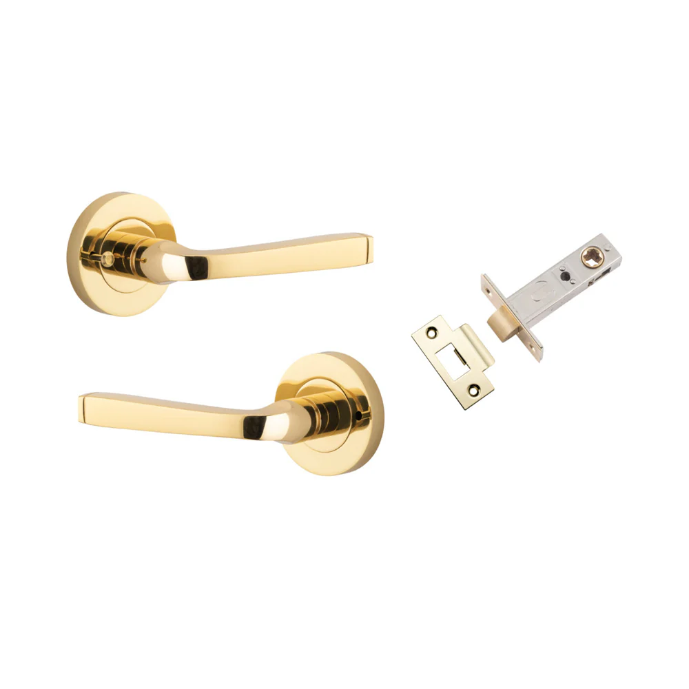 Iver Annecy Door Lever Handle on Round Rose Inbuilt Privacy - Image 2