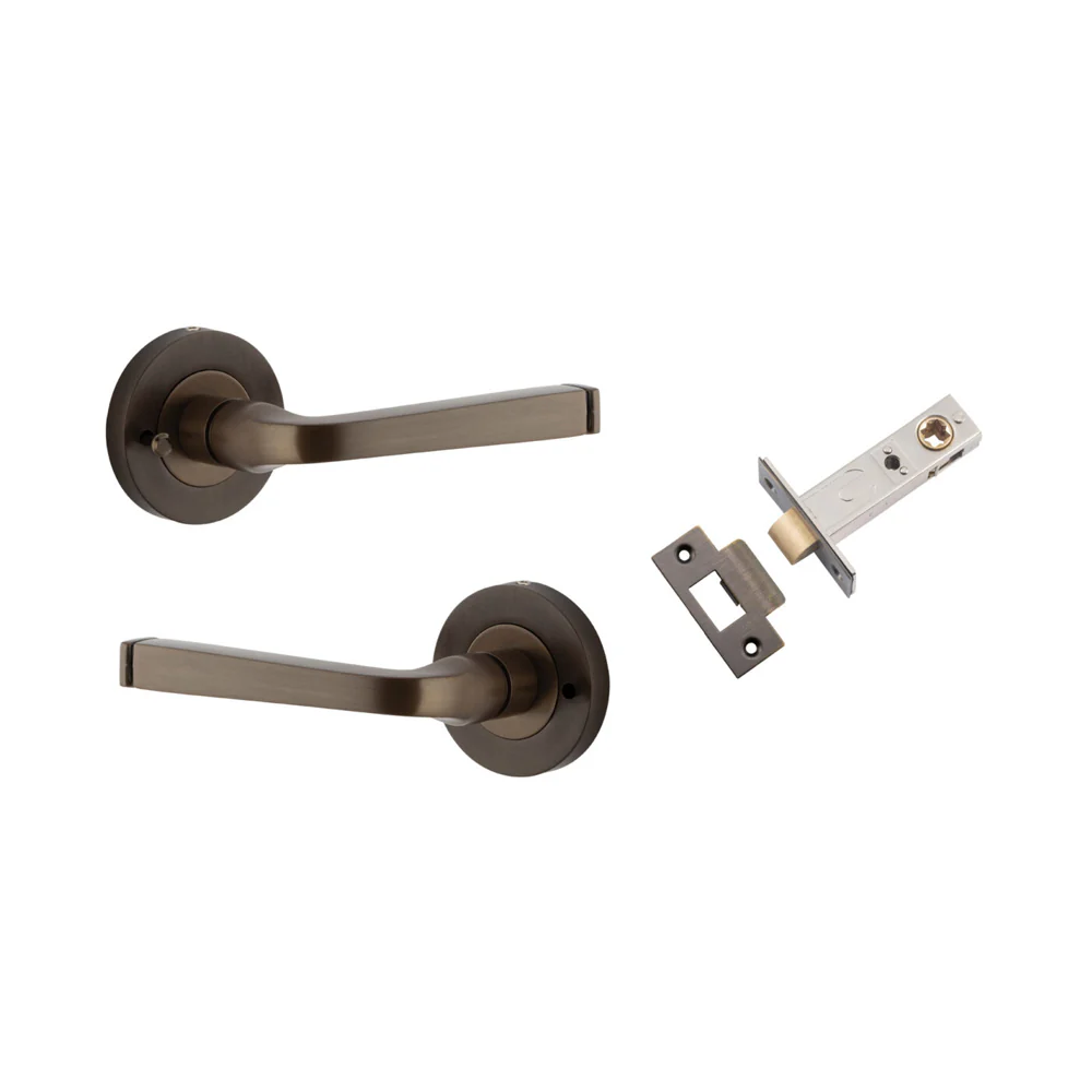 Iver Annecy Door Lever Handle on Round Rose Inbuilt Privacy - Image 3