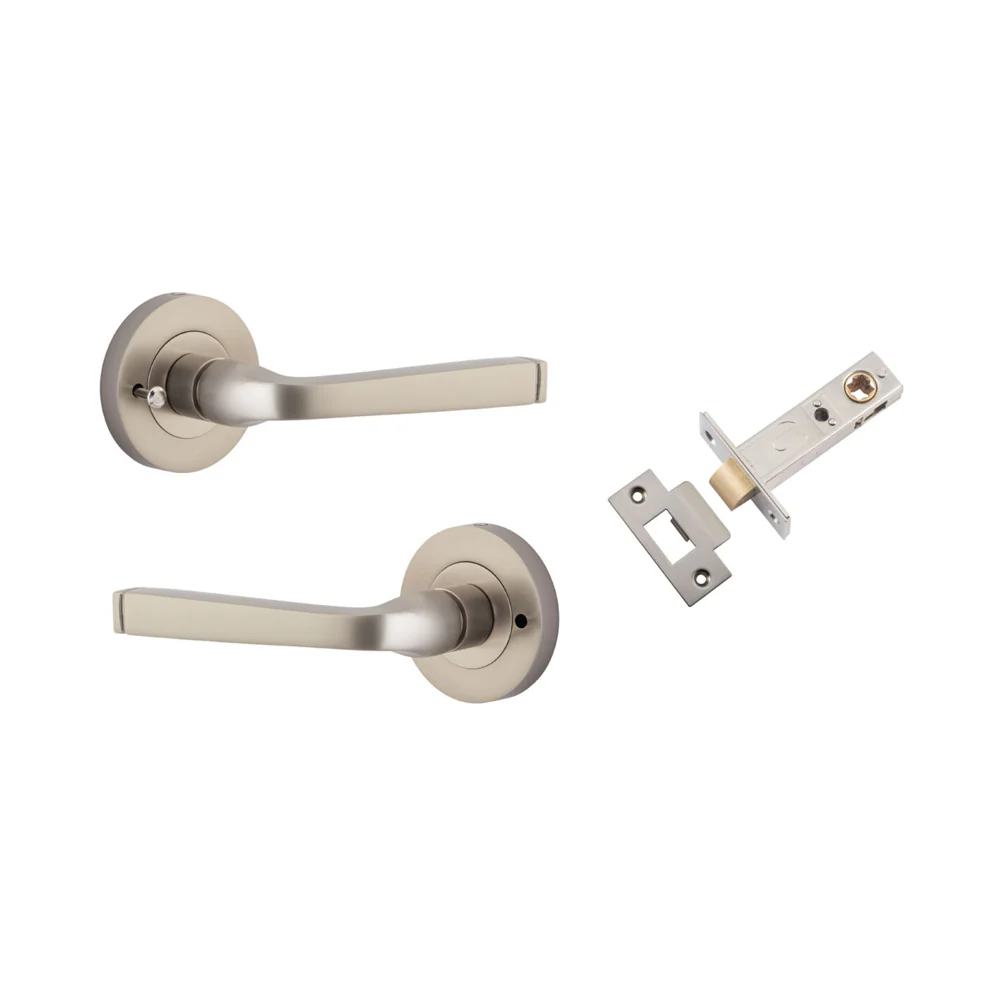 Iver Annecy Door Lever Handle on Round Rose Inbuilt Privacy - Image 9