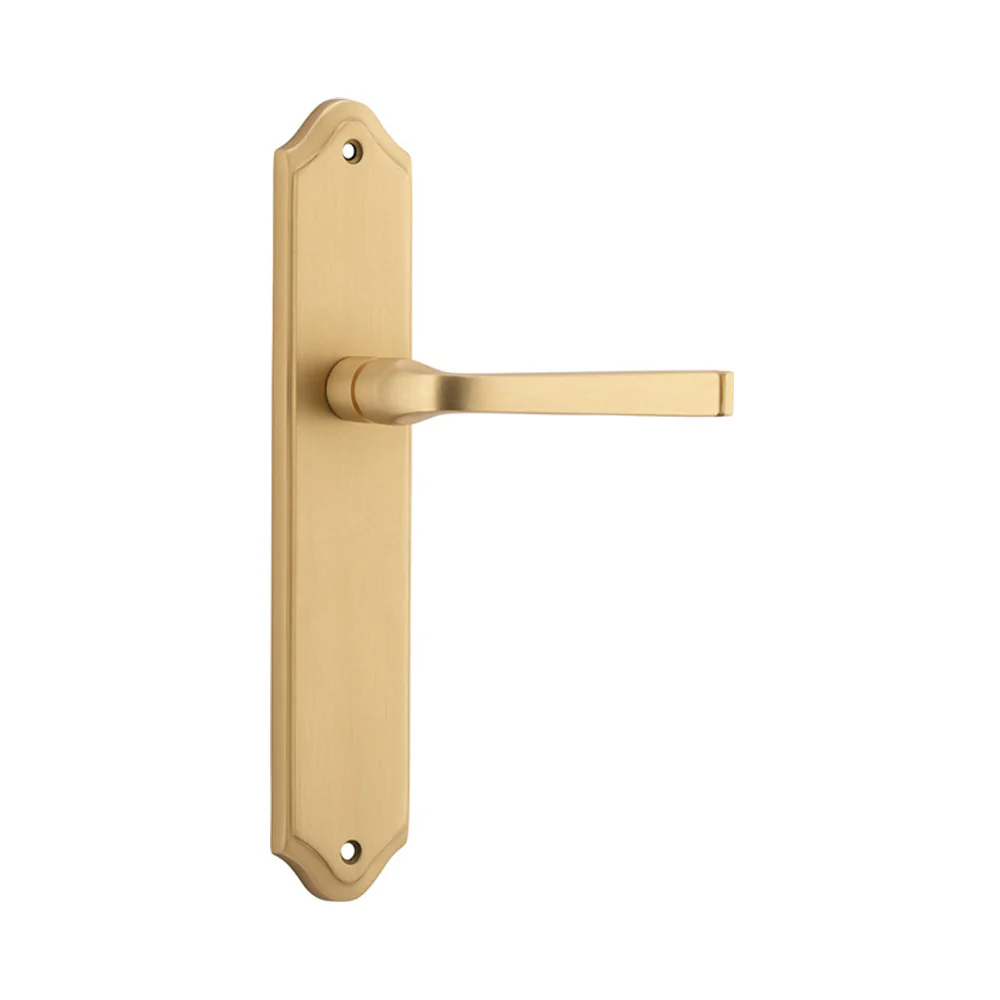 Iver Annecy Door Lever Handle on Shouldered Backplate Brushed Brass - Image 2