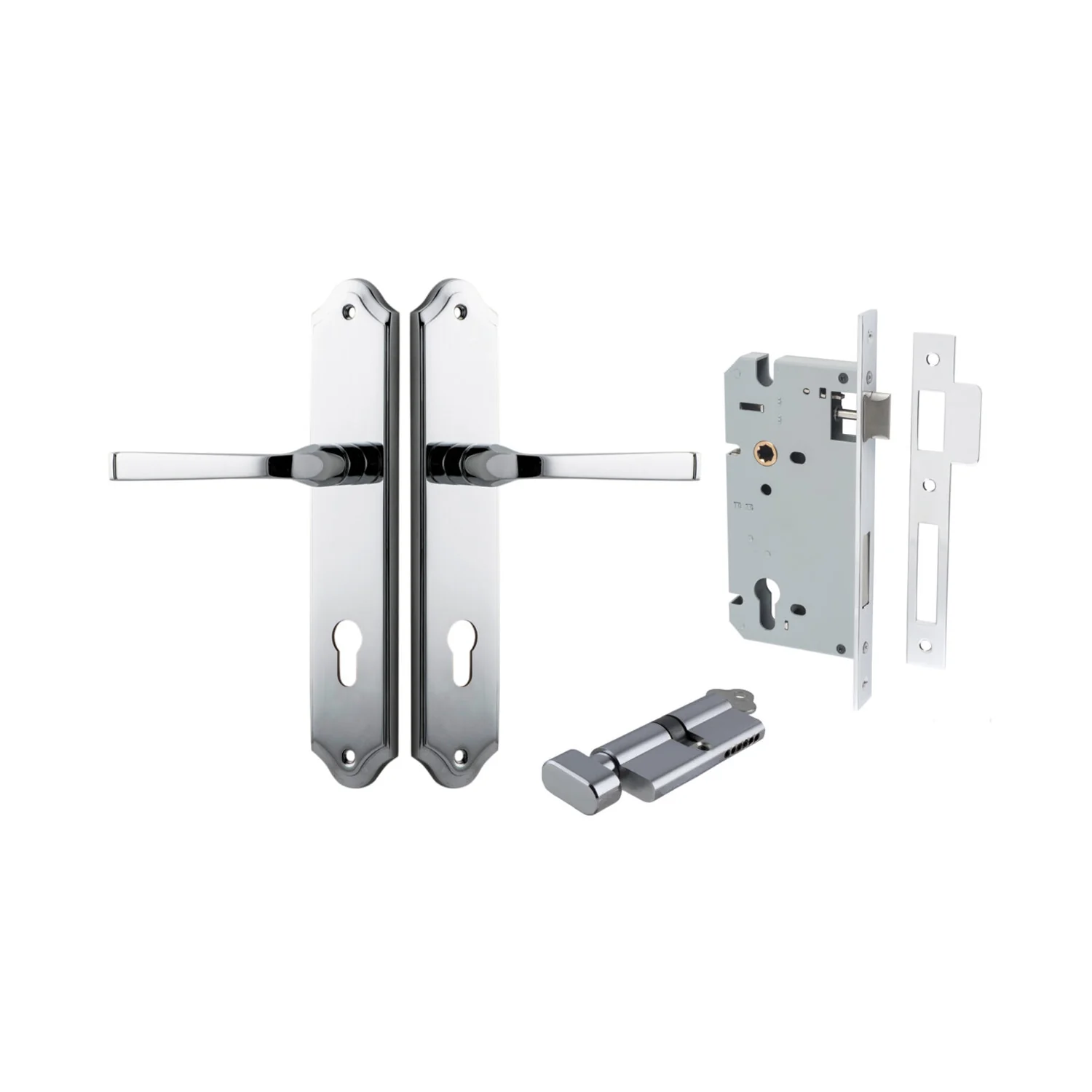 Iver Annecy Door Lever Handle on Shouldered Backplate Entrance Kit Key/Thumb - Image 11