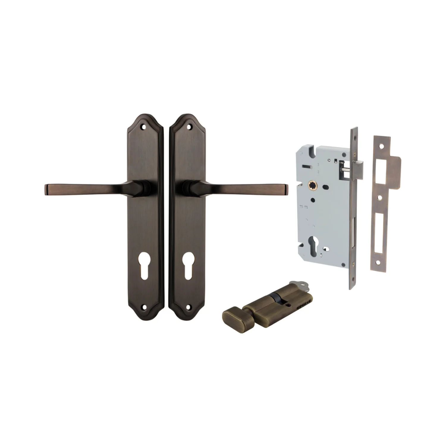 Iver Annecy Door Lever Handle on Shouldered Backplate Entrance Kit Key/Thumb - Image 14