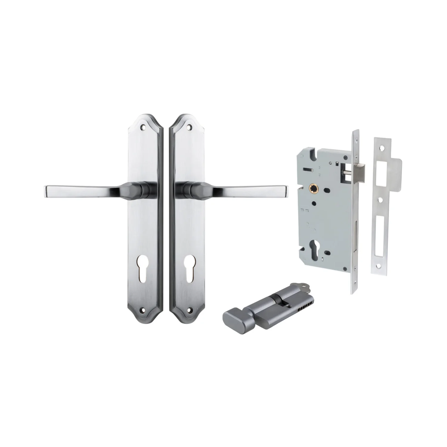 Iver Annecy Door Lever Handle on Shouldered Backplate Entrance Kit Key/Thumb - Image 7