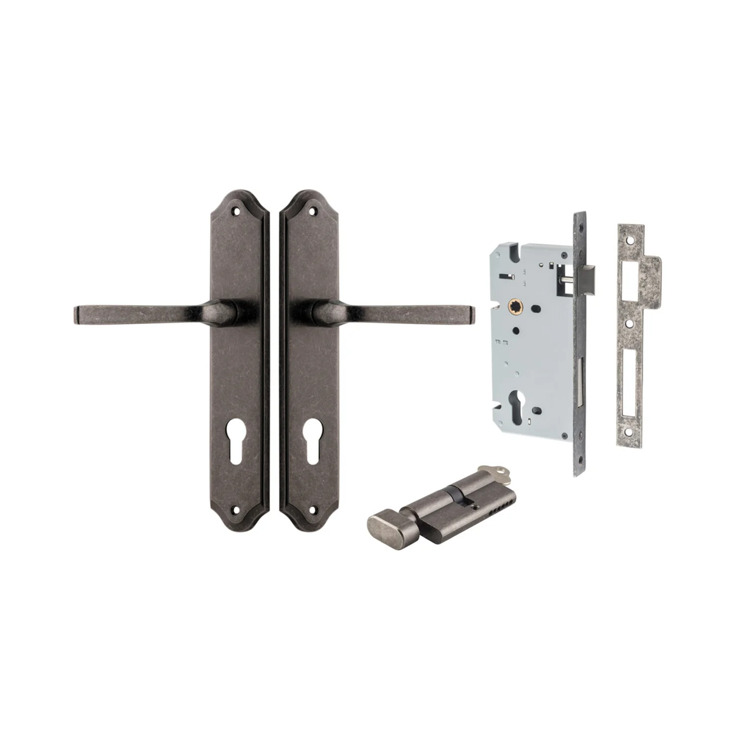 Iver Annecy Door Lever Handle on Shouldered Backplate Entrance Kit Key/Thumb - Image 8