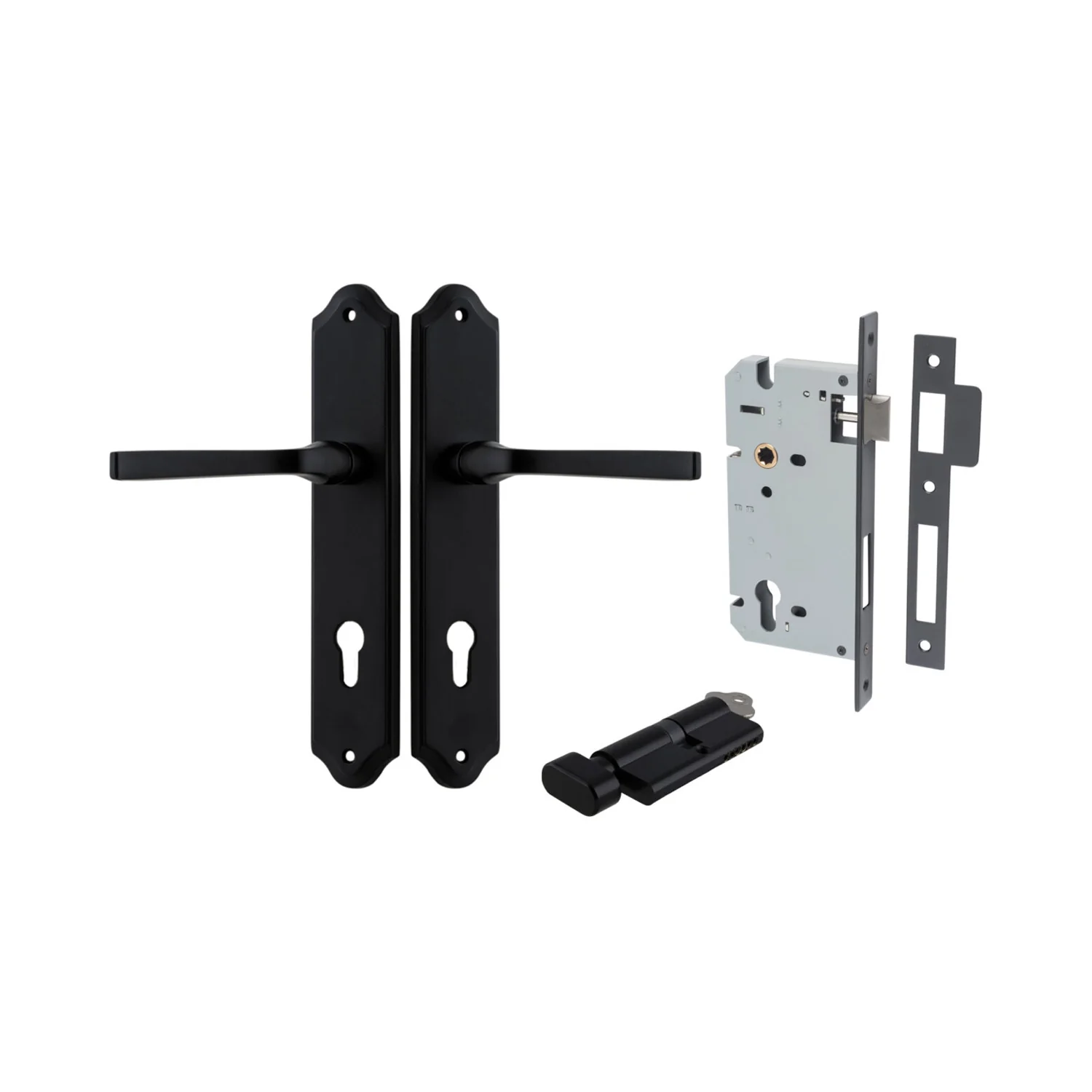 Iver Annecy Door Lever Handle on Shouldered Backplate Entrance Kit Key/Thumb - Image 9