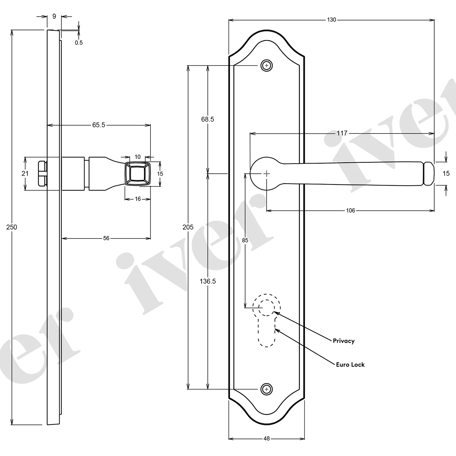 Iver Annecy Door Lever Handle on Shouldered Backplate Polished Brass - Image 3