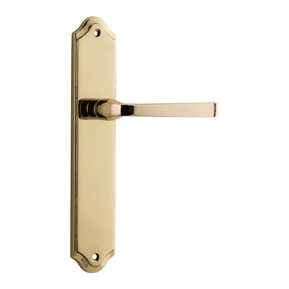 Iver Annecy Door Lever Handle on Shouldered Backplate Polished Brass - Image 4