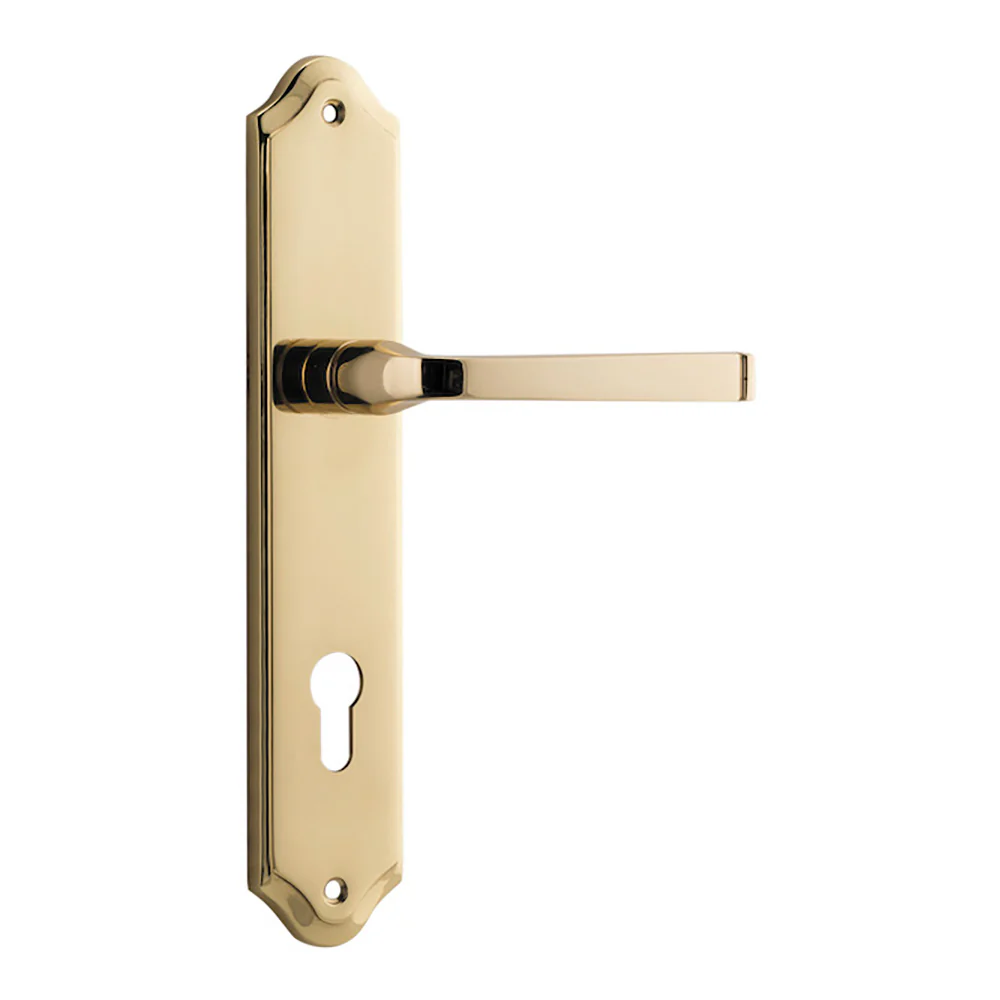 Iver Annecy Door Lever Handle on Shouldered Backplate Polished Brass - Image 5