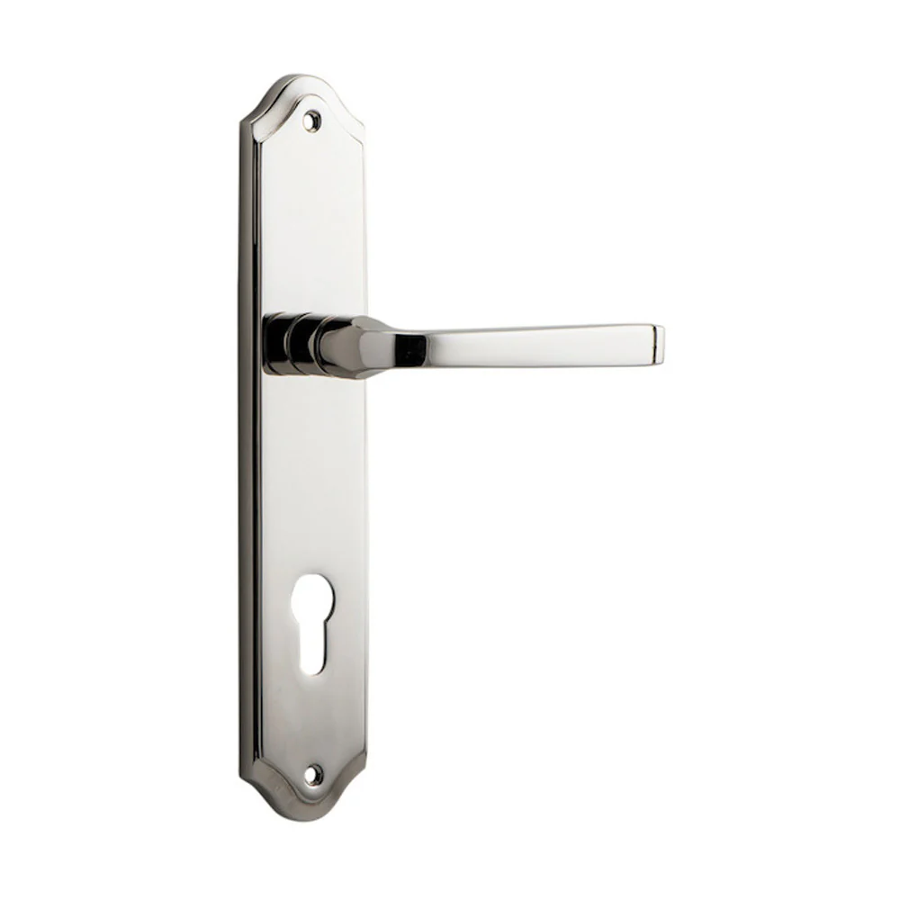 Iver Annecy Door Lever Handle on Shouldered Backplate Polished Nickel - Image 3