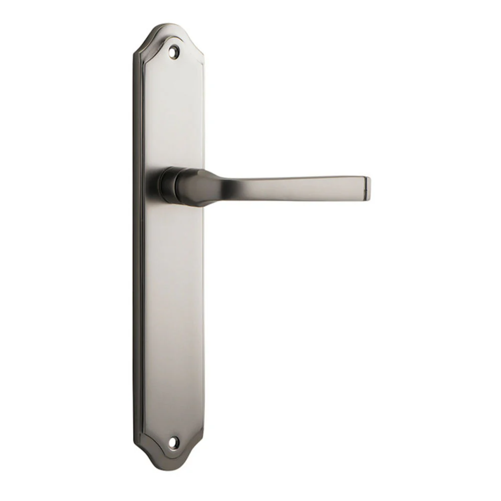 Iver Annecy Door Lever Handle on Shouldered Backplate Satin Nickel - Image 4