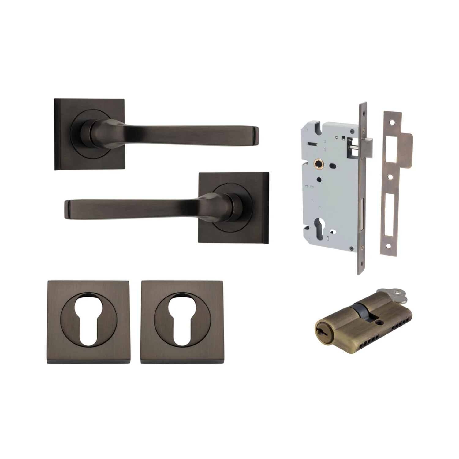 Iver Annecy Door Lever Handle on Square Rose Entrance Kit Key/Key - Available in Various Finishes - Image 15